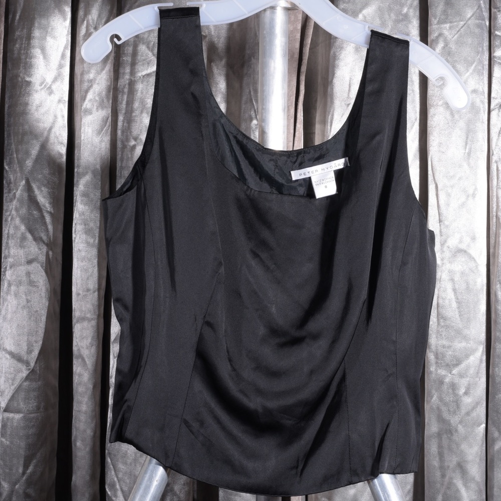 Peter Nygard square neck blouse with boned bodice